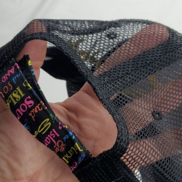 SOUTH PADRE ISLAND TX RAINBOW GRAPHIC black mesh snap back baseball HAT LUCKY - Picture 4 of 5